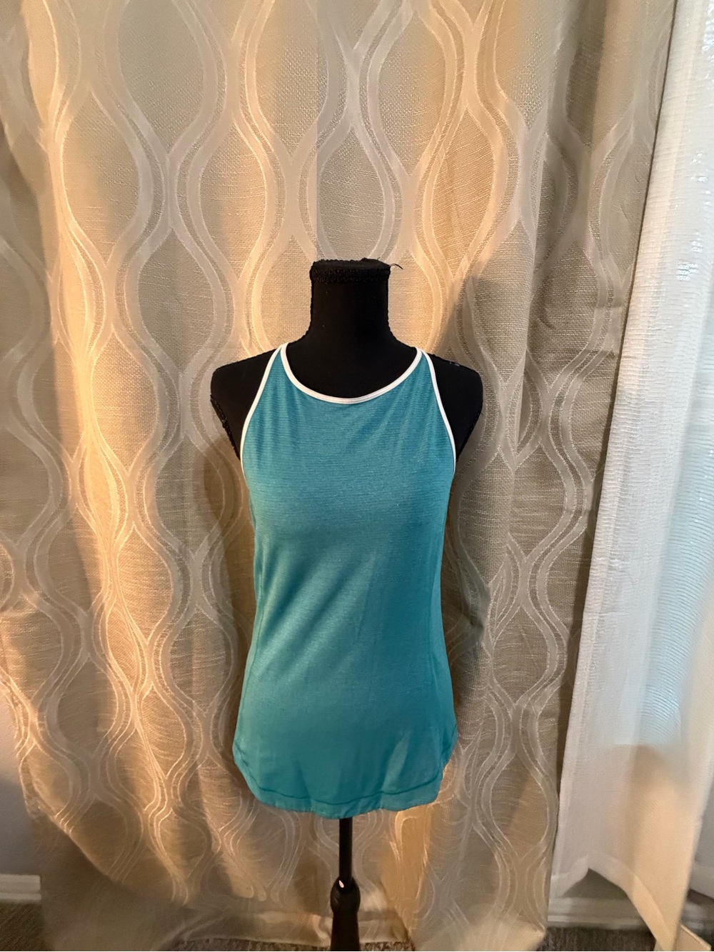 Lululemon Sleeveless Teal Tank Top with White Trim